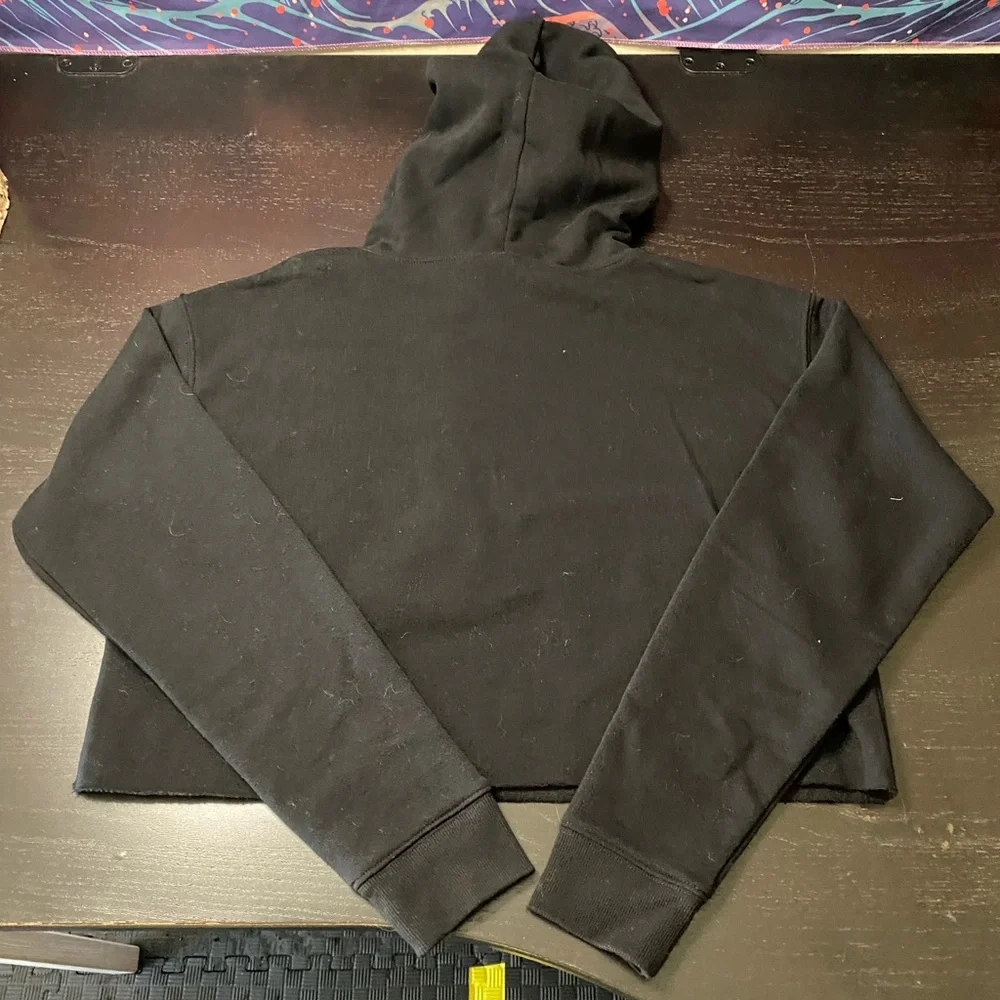 Wild fable Black Cripped Hoodie with White Drawcord - Picture 5 of 5